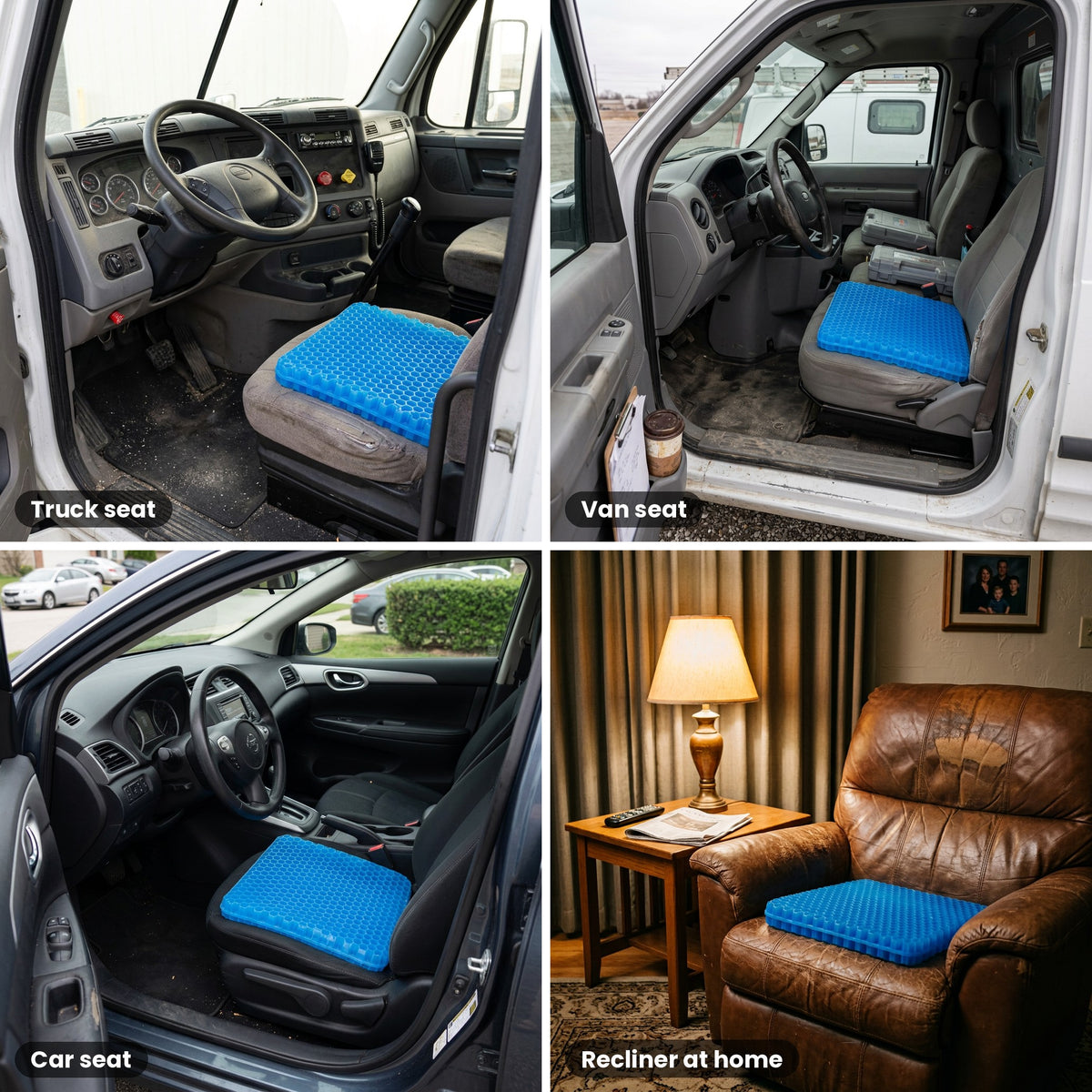 Wovaire Gel+ on a truck seat, van seat, car seat and recliner